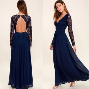 Lulu's Navy Lace Maxi Dress